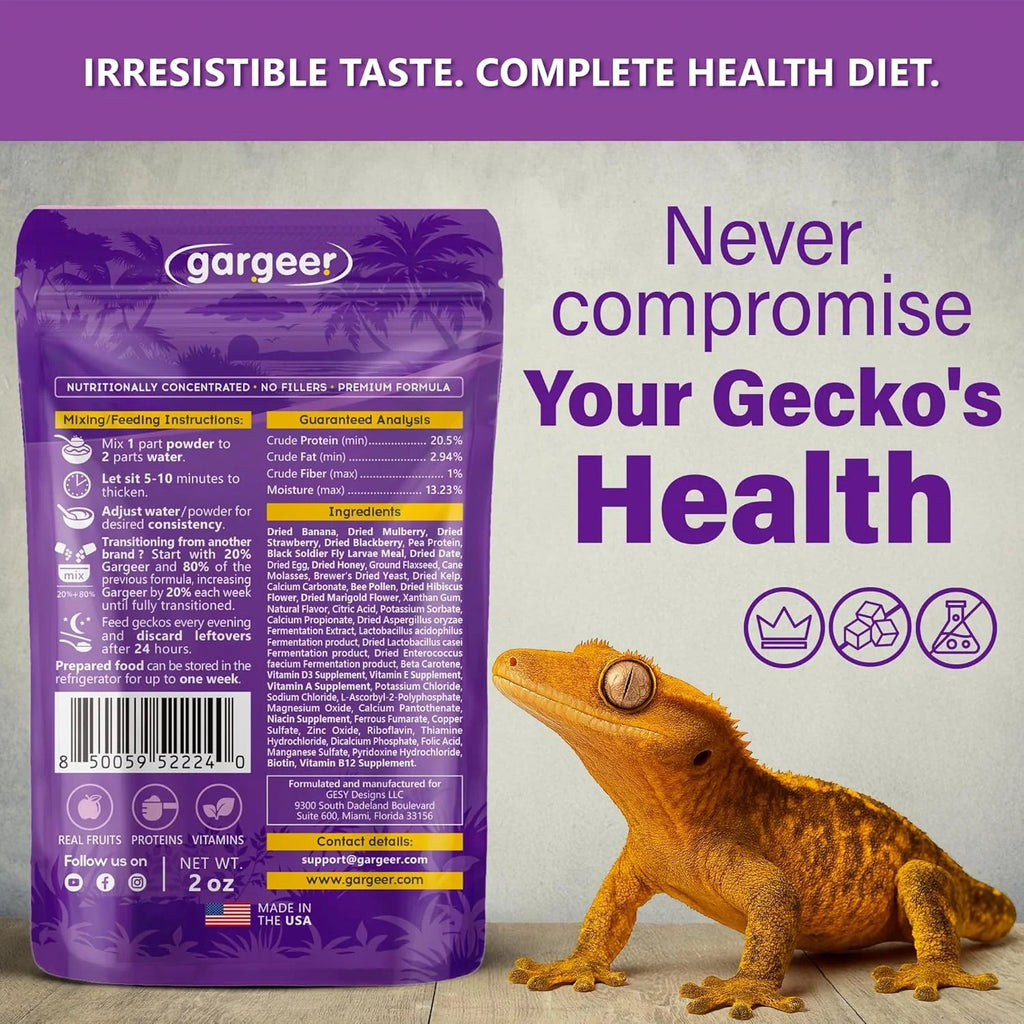 Gargeer 'Picky Geck' Wildberry Burst - Premium Crested Gecko Food | Antioxidant & Immune Support Formula