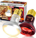 75W Reptile Heat Lamp Bulb 2PCS UVA Daylight & Infrared Night Basking E26